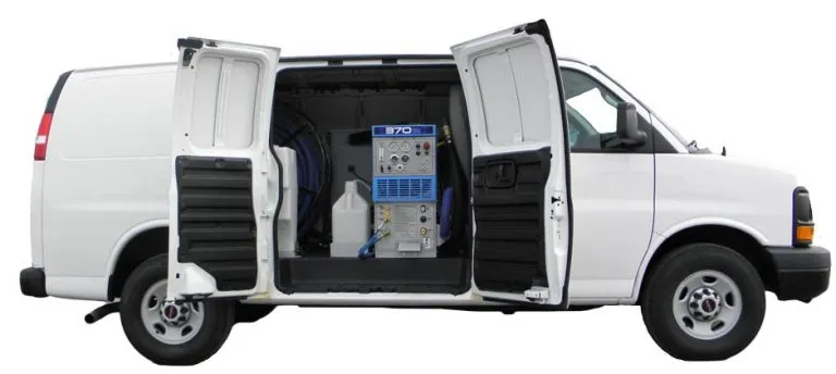 Van with Truck mounted carpet cleaning equipment
