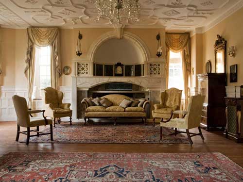 An old oriental rug in a classic sitting room